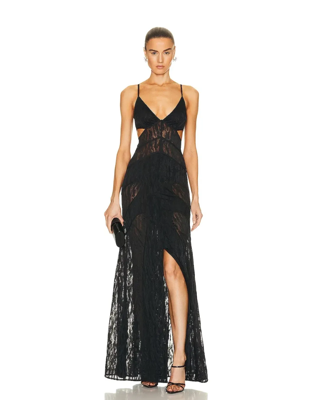 Dion Lee Fork Frame Leaf Dress Black Size 12 for rent on The Volte - main image