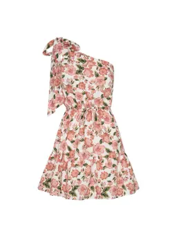 Kivari One Shoulder Mini Dress Peach Floral Size 12 for rent on The Volte - image 4