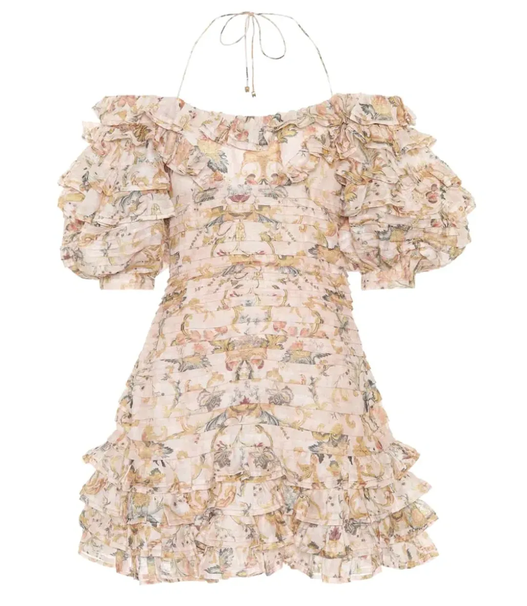 Zimmerman Painted Heart Folds Dress Peach Tapestry Size 8 for rent on The Volte - main image