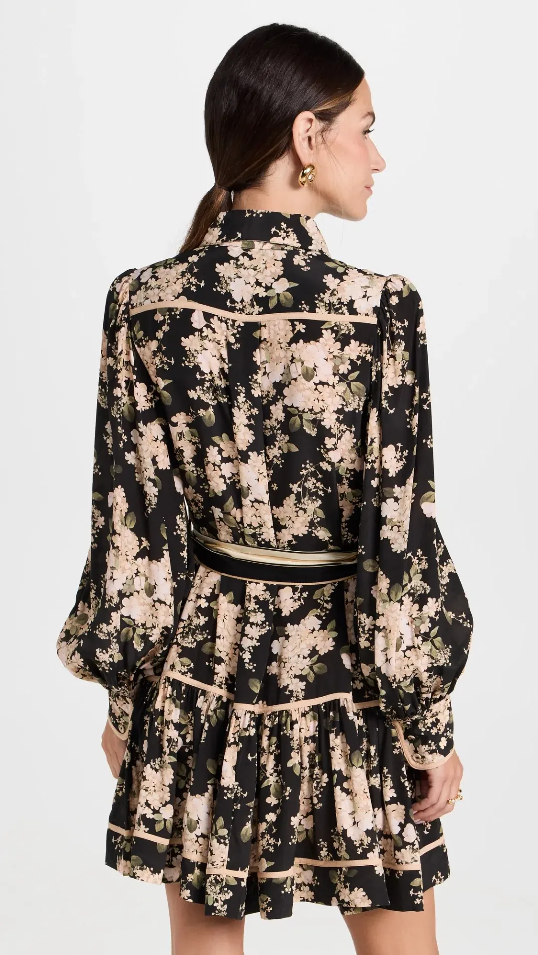 Zimmerman Shirt Mini Dress in Black Ivory Floral Size 10 for rent on The Volte - main image