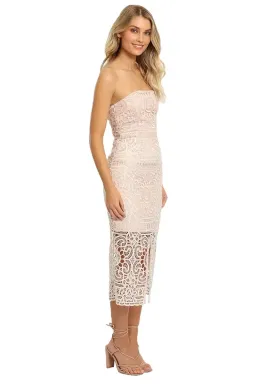 Nicholas Blush Geo Floral Lace Strapless Dress Pink Size 6 for rent on The Volte - image 2