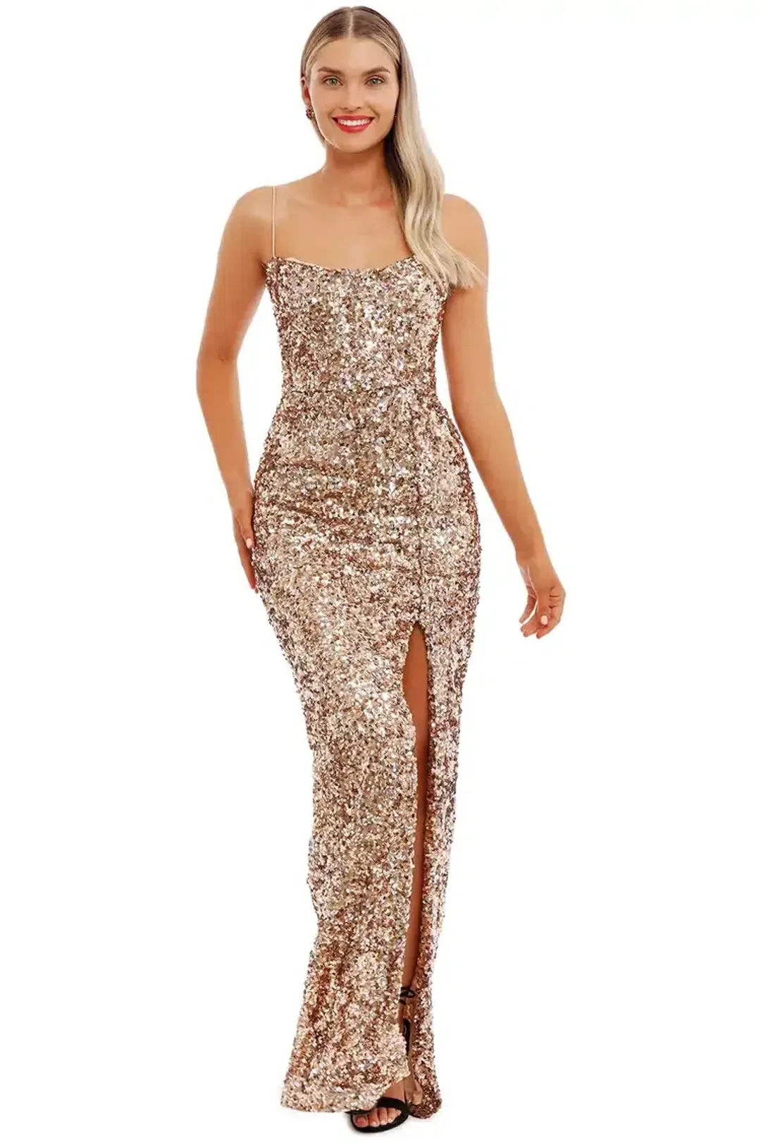 Nookie Confetti Gown in Rose Gold Size 10 for rent on The Volte - main image