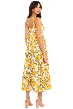 Never Fully Dressed Orange Grove Scallop Dress Yellow Print Size 16 for rent on The Volte - image 5
