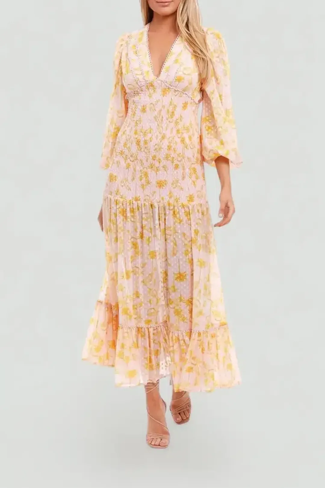 Significant Other Bernadette Dress Yellow Floral Size 6 for rent on The Volte - main image