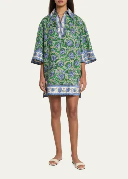 Zimmermann The Junie Tunic Dress in Green/Blue Floral Size 2 / AU 12 for rent on The Volte - image 1