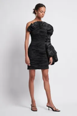 Aje Allegro Tucked Puff Dress Black Size 8  for rent on The Volte - image 1