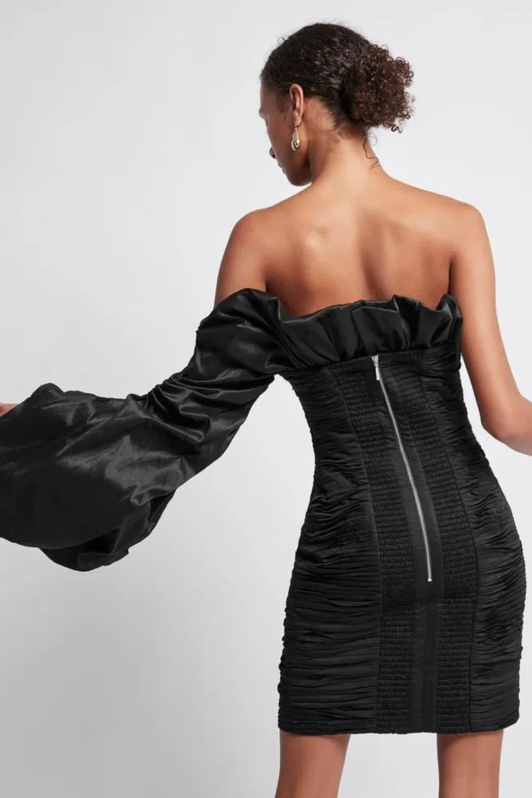 Aje Allegro Tucked Puff Dress Black Size 8  for rent on The Volte - main image