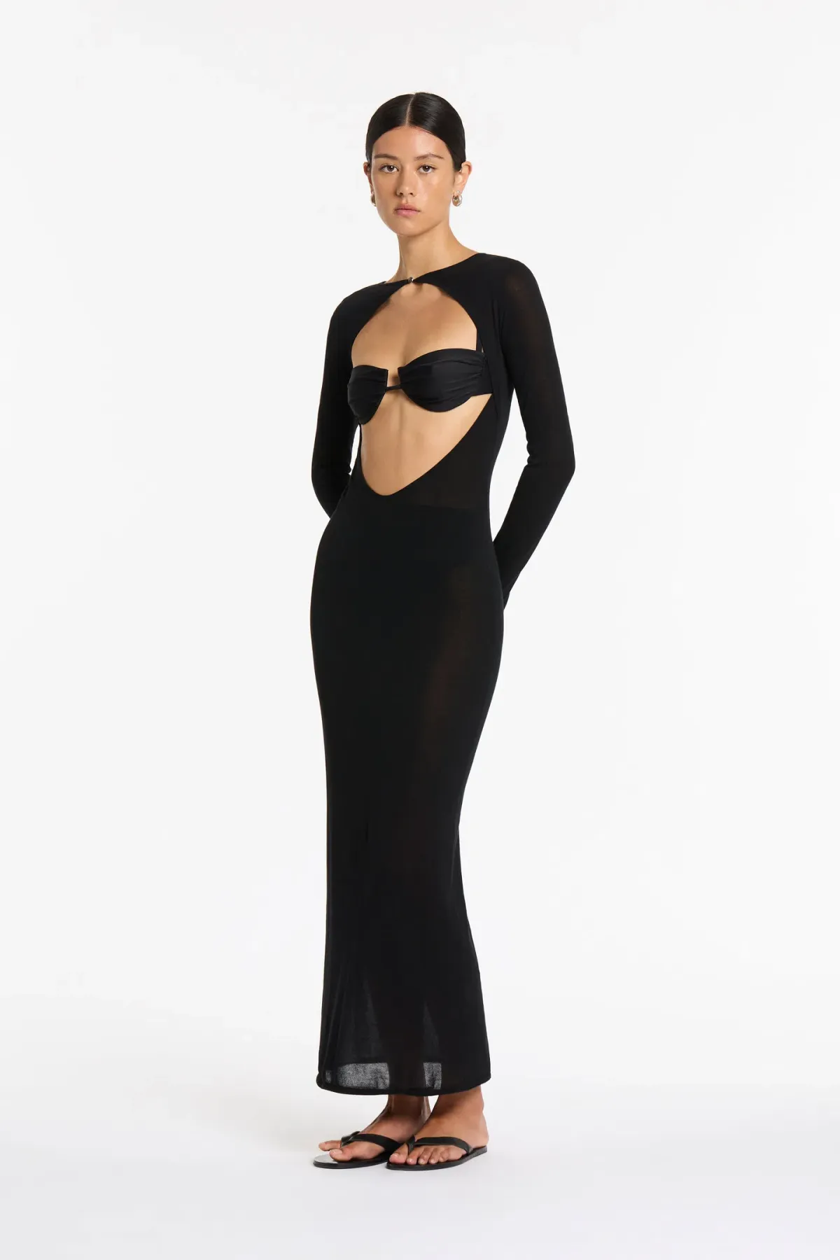 Sir The Label Black Eva Knit Dress Black  Size 3/12 AU for rent on The Volte - main image