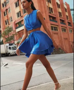 Aje Holt Cut Out Ring Mini Dress Blue Size 8  for rent on The Volte - image 4