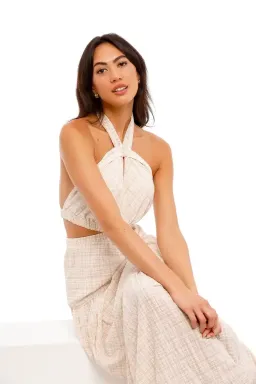 Significant Other Clementine Dress in Almond Check Size 6 for rent on The Volte - image 5