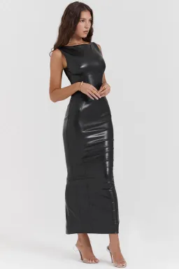 House of CB Sahara Vegan Leather Maxi Dress Black Size L / AU 12 for rent on The Volte - image 2