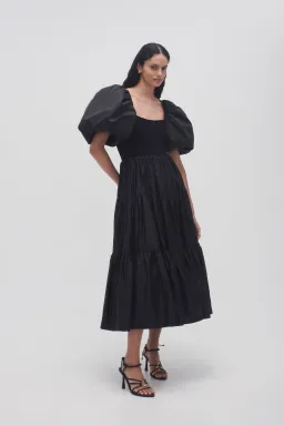 Aje Casa Puff Sleeve Midi Dress Black Size 16  for rent on The Volte - image 2