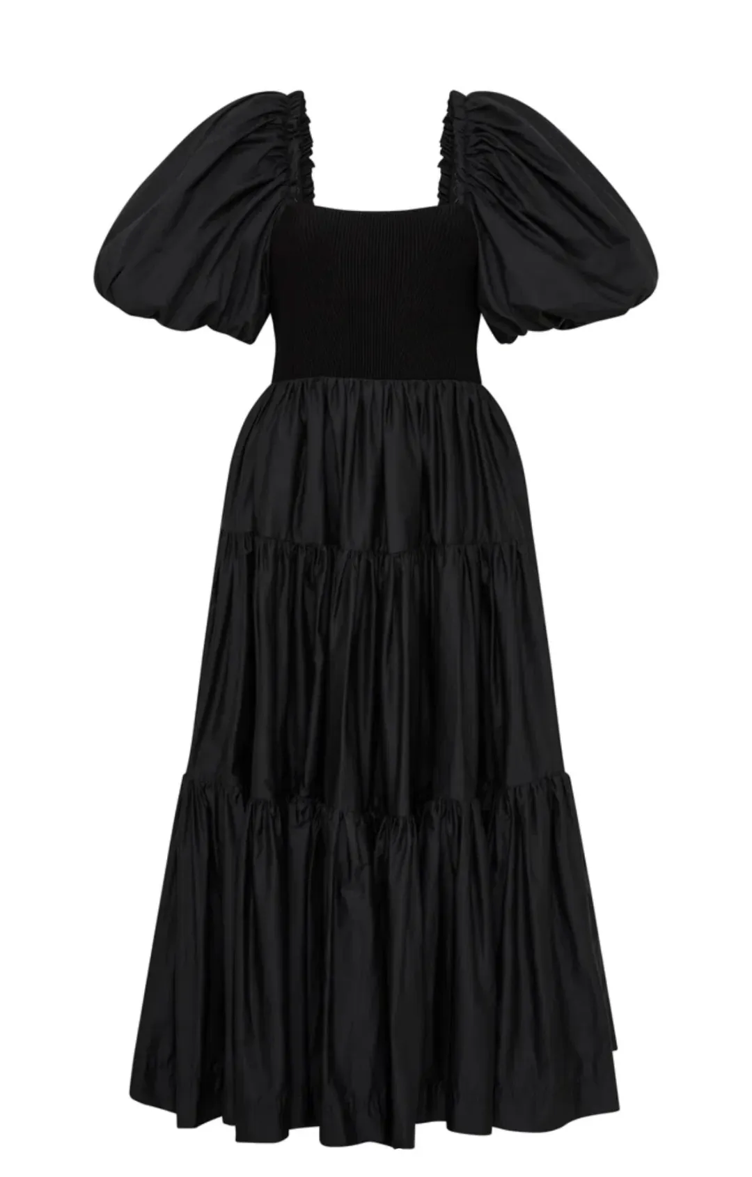 Aje Casa Puff Sleeve Midi Dress Black Size 16  for rent on The Volte - main image