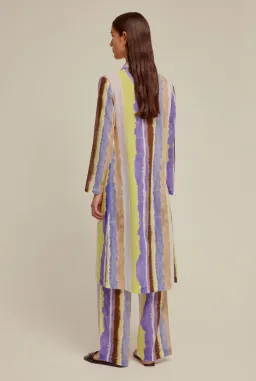 Venroy Crinkle Cotton Tie Front Shirt and Wide Leg Pants Set Purple Dye Stripe Size M / AU 10 for rent on The Volte - image 2