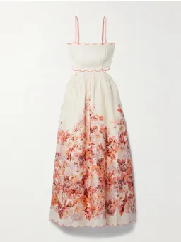 Zimmermann Devi Scallop Midi Dress Cream Floral Size 2 / AU 12 for rent on The Volte - image 5
