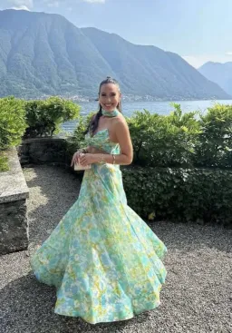 Zimmermann High Tide Twist Crop Bodice Size 3 / AU 14 & Maxi Skirt Size 2 / AU 12 Set in Aqua Ikat Floral for rent on The Volte - image 7