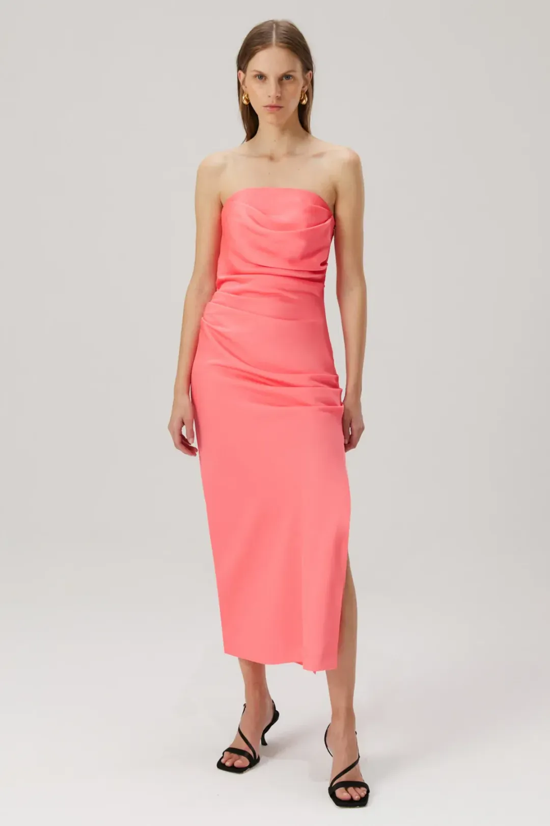 MISHA Saoirse Midi Dress Watermelon Pink Size 6/XS for rent on The Volte - main image
