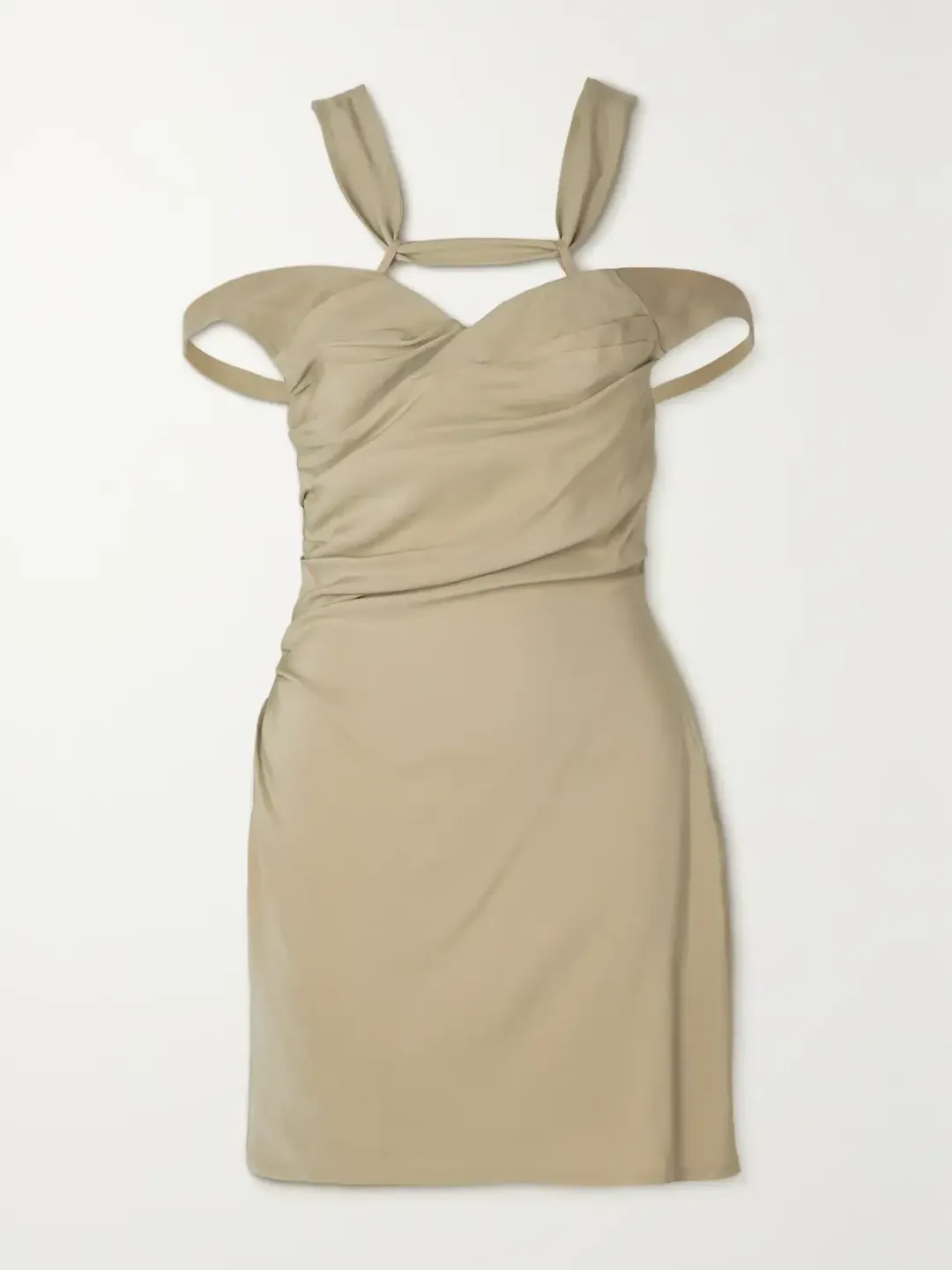 Jacquemus Soffio Crepe Mini Dress Beige Size 34 / AU 6 for rent on The Volte - main image