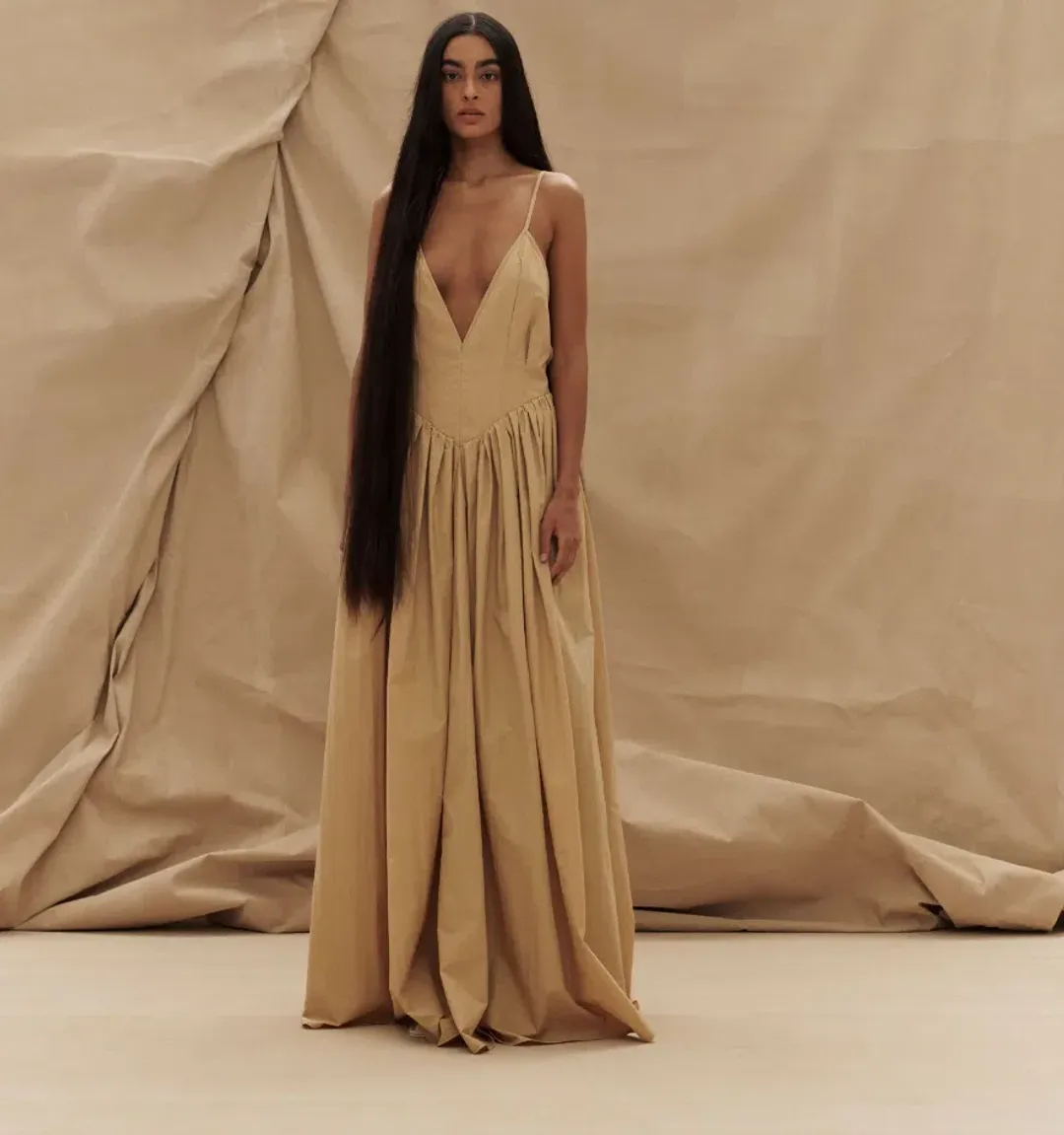 Paris Georgia Paloma Dress in Sand Size S / AU 8 for rent on The Volte - main image