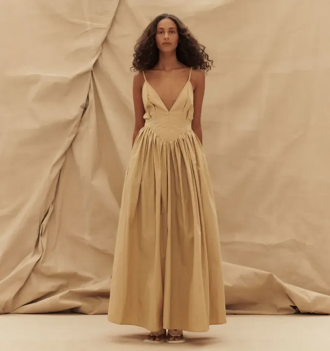 Paris Georgia Paloma Dress in Sand Size S / AU 8 for rent on The Volte - main image