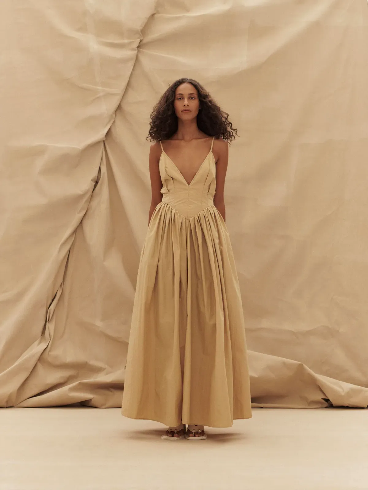 Paris Georgia Paloma Dress in Sand Size S / AU 8 for rent on The Volte - main image