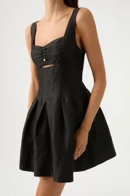 Aje Divinity Pearl Pin Mini Dress Black Size 4 for rent on The Volte - image 4