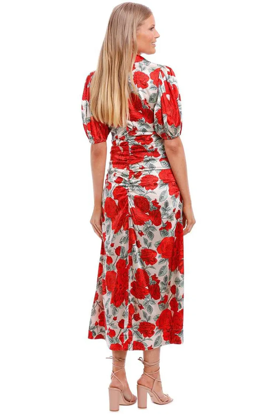 Ganni Brazillian Sand Silk Stretch Satin Maxi Dress Floral Size 10 for rent on The Volte - main image