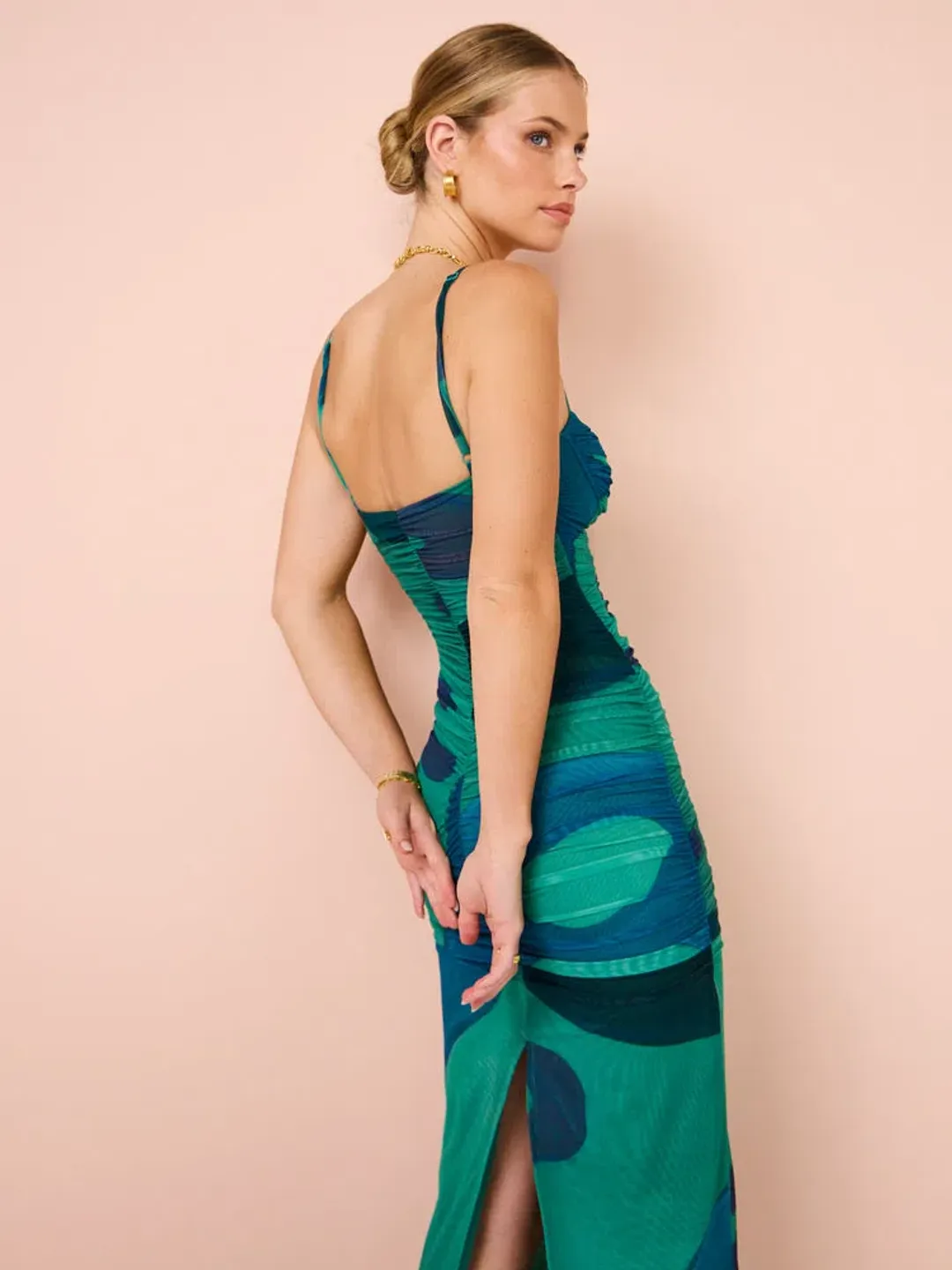 Sir the Label Frankie Gathered Midi Dress in Emerald Green Reflexión Size 0 /AU 6 for rent on The Volte - main image