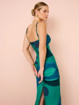 Sir the Label Frankie Gathered Midi Dress in Emerald Green Reflexión Size 0 /AU 6 for rent on The Volte - image 4