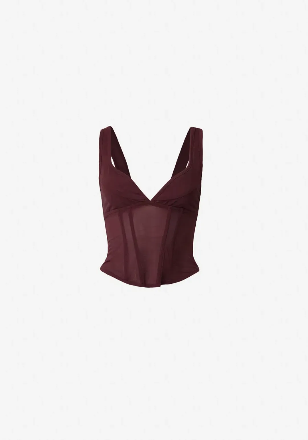 Viktoria and Woods Theta Bustier Corset Top in Oxblood Deep Burgundy Size 1 /AU 8 for rent on The Volte - main image