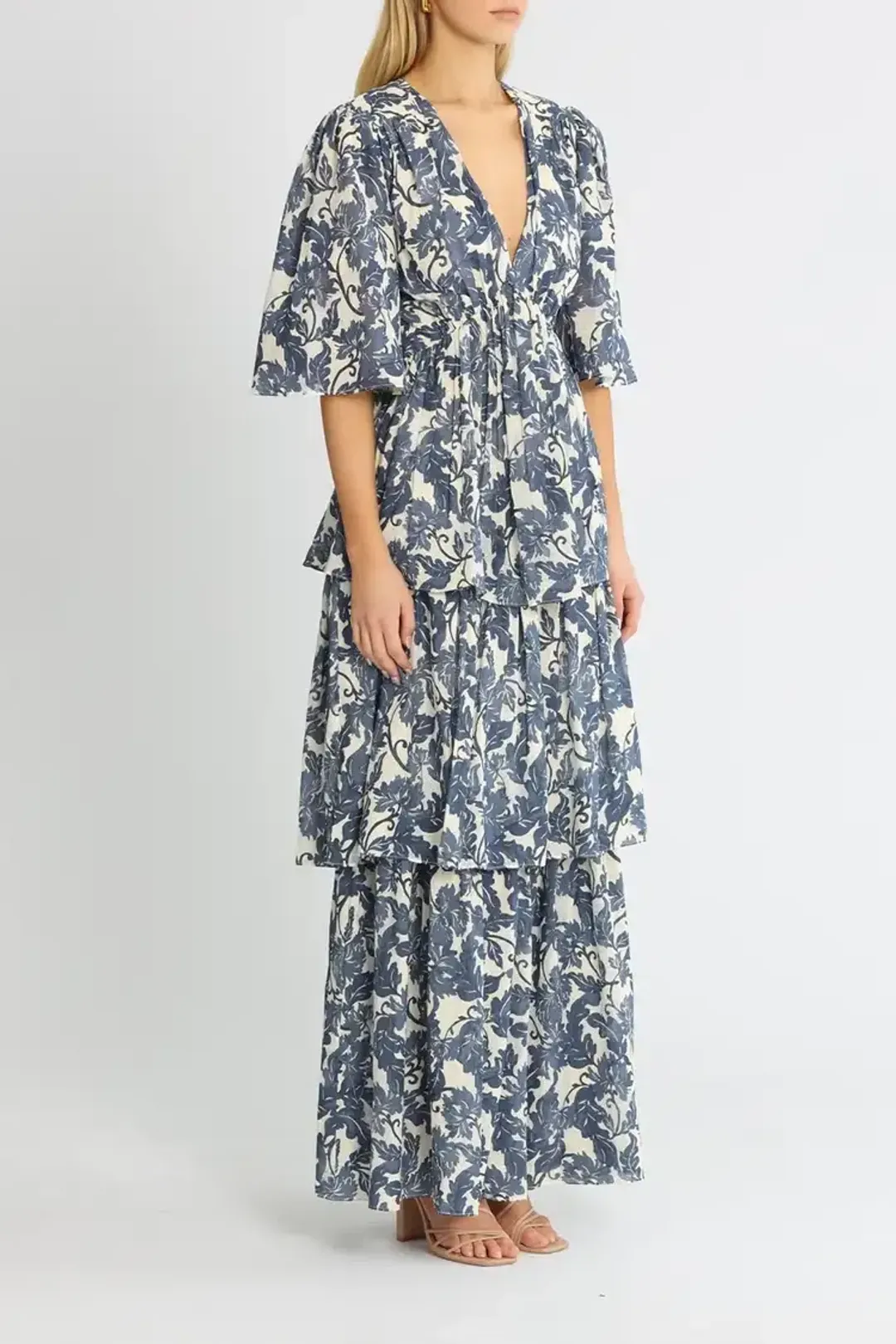 Significant Other Scarlett Maxi Dress Blue Print Size 8 for rent on The Volte - main image