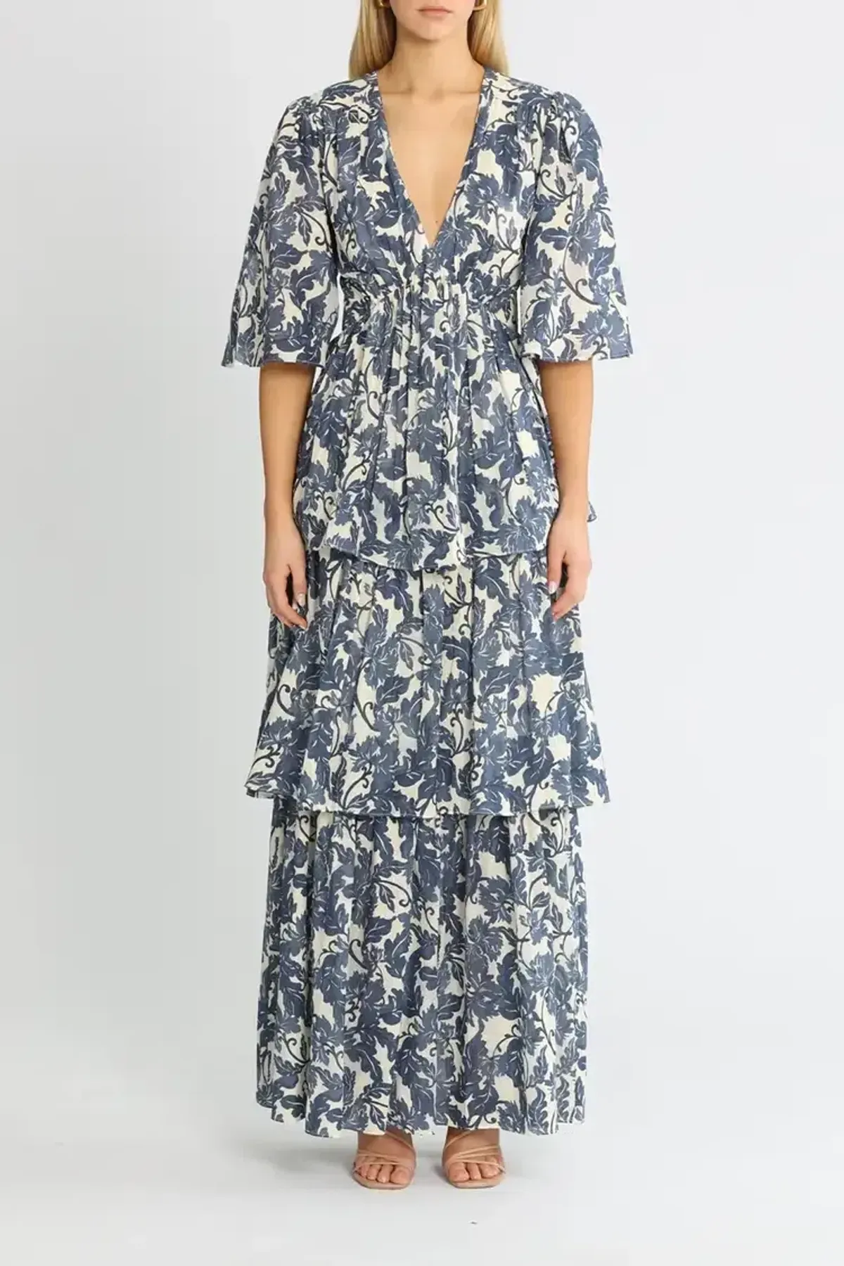 Significant Other Scarlett Maxi Dress Blue Print Size 8 for rent on The Volte - main image