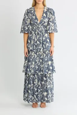 Significant Other Scarlett Maxi Dress Blue Print Size 8 for rent on The Volte - image 1