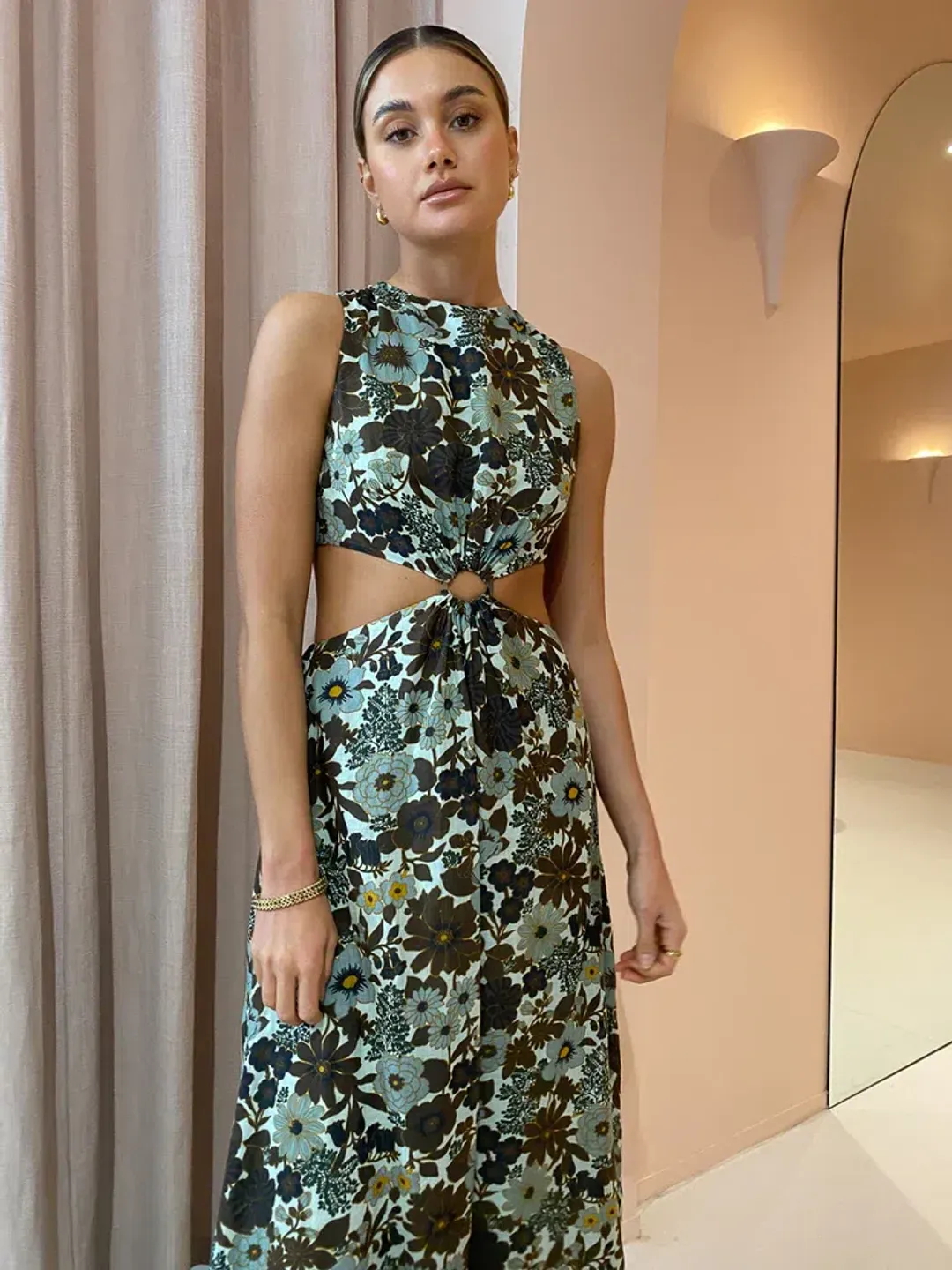 Sir the Label Constantine Cut Out Midi Dress Floral Size 3 / AU 12 for rent on The Volte - main image