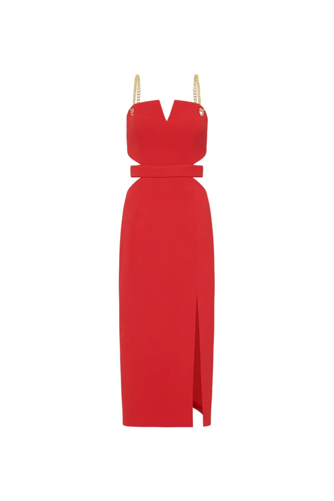 Rebecca Vallance Scarlett Chain Midi Dress Red Size 8 for rent on The Volte - main image