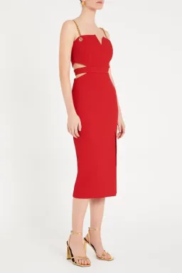 Rebecca Vallance Scarlett Chain Midi Dress Red Size 8 for rent on The Volte - image 2