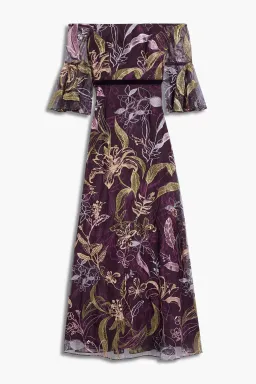 Marchesa Notte Embroidered Burgundy Gown Floral Size 8 for rent on The Volte - image 3