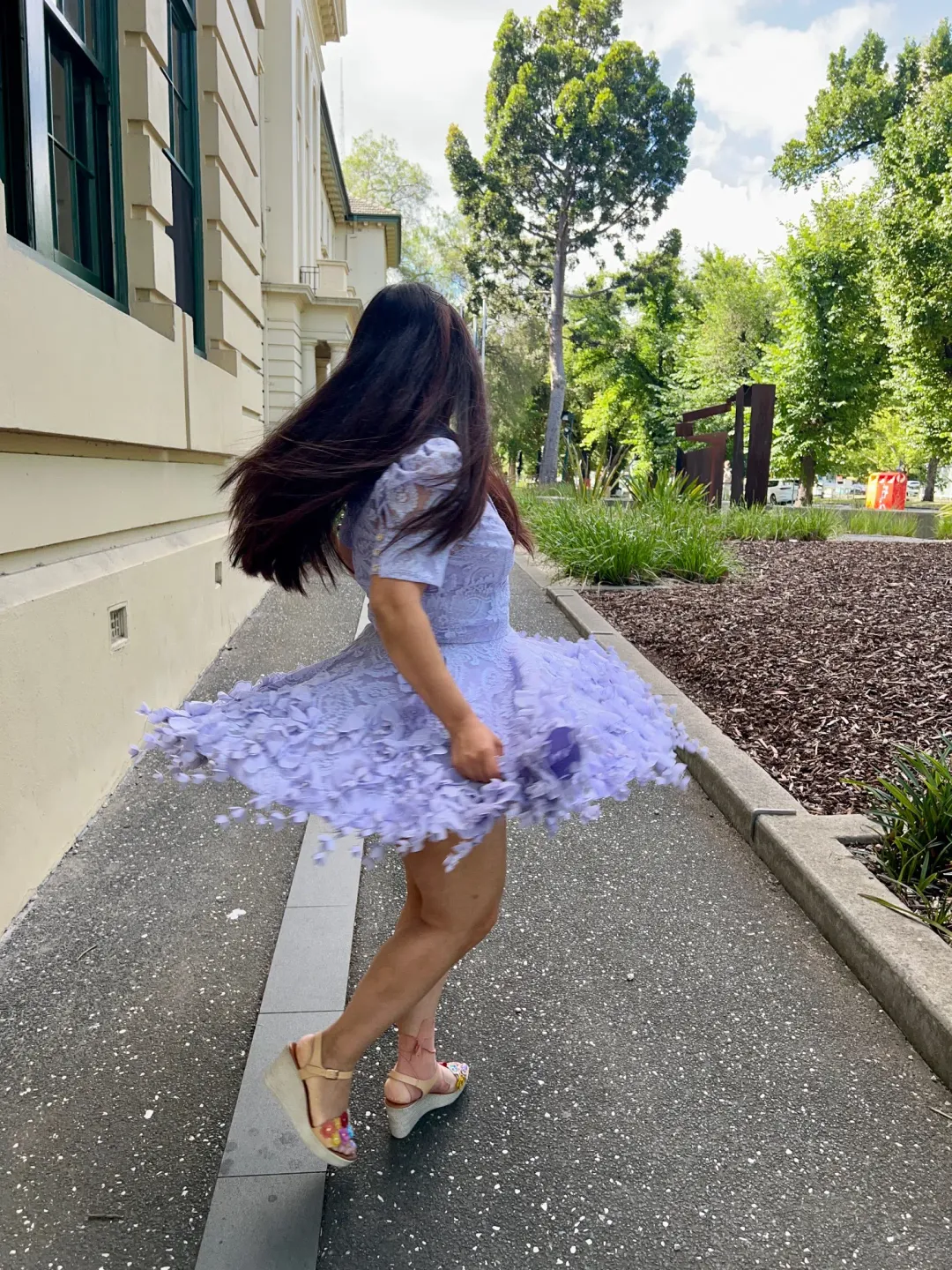 Zimmermann High Tide Lace Blouse & Flip Mini Skirt Set Periwinkle Size 3 / AU 14 for rent on The Volte - main image