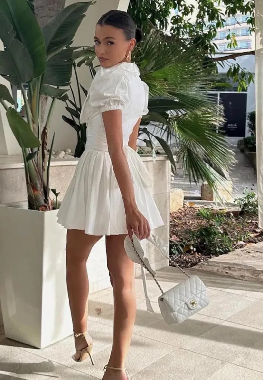 House Of CB Piera Pleated Mini White Size M / AU 12 for rent on The Volte - main image