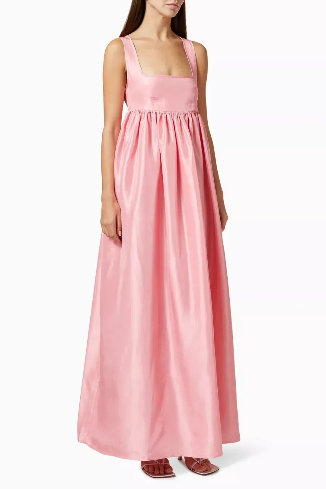 OROTON Strappy Open Back Poplin Maxi Sundress in Pink Strawberry Size 14 for rent on The Volte - main image
