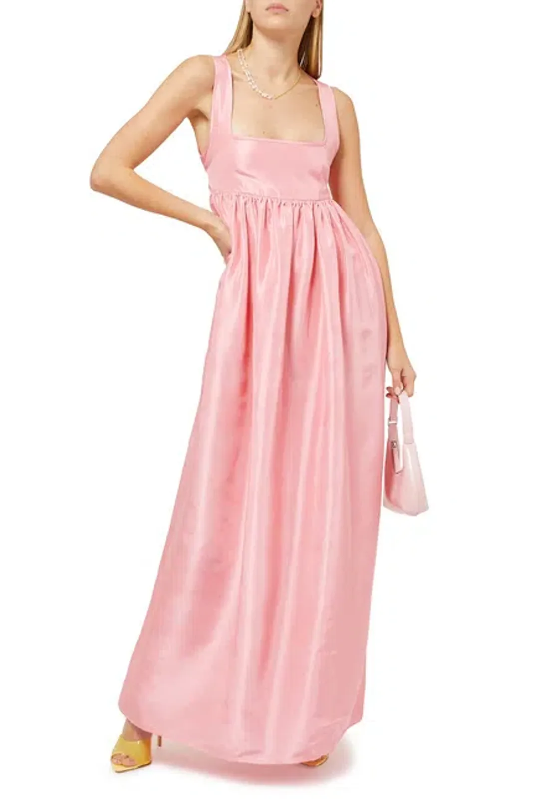 OROTON Strappy Open Back Poplin Maxi Sundress in Pink Strawberry Size 14 for rent on The Volte - main image