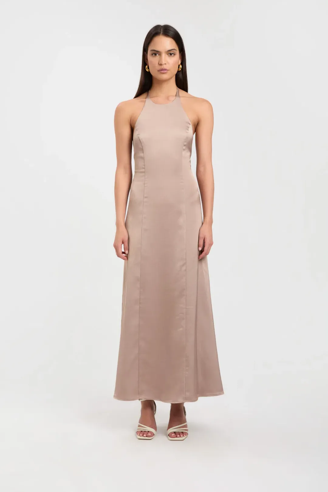Kookai Belle Tie Back Midi Dress Bronze Size 10 for rent on The Volte - main image