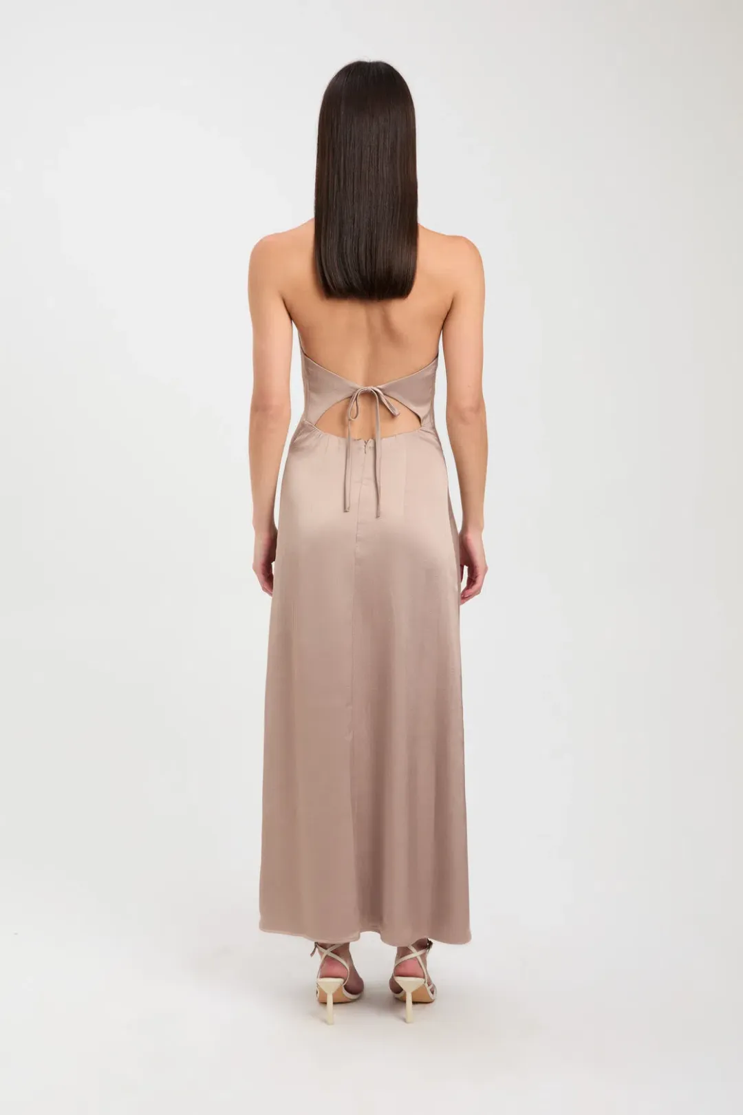Kookai Belle Tie Back Midi Dress Bronze Size 10 for rent on The Volte - main image