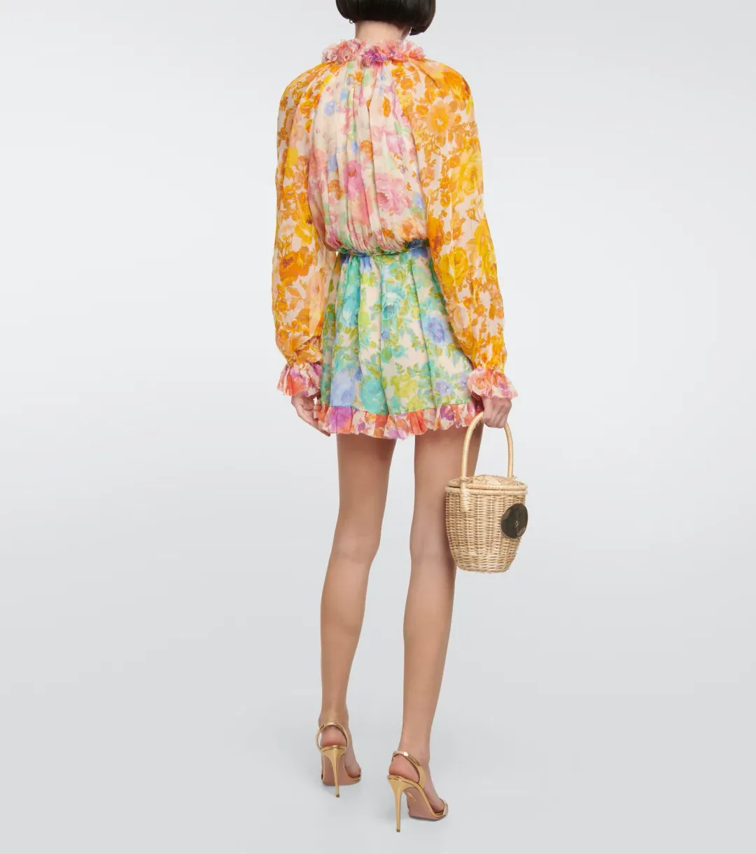 Zimmermann Raie Long Sleeve Playsuit Spliced Size 0 / AU 8  for rent on The Volte - main image