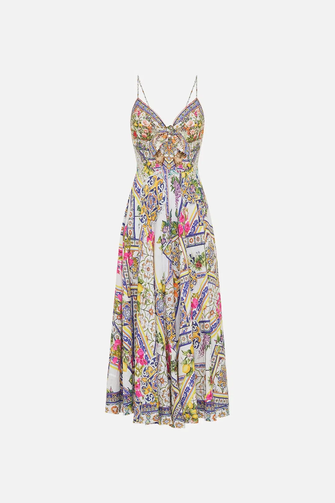 Camilla Long Dress With Tie Front Amalfi Amore Size S for rent on The Volte - main image