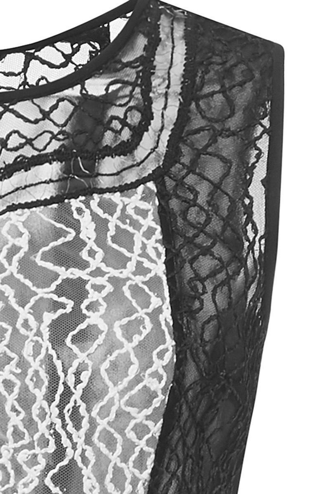 Jonathan Simkhai Wire Lace Curve Dress Black Combo Size 8 for rent on The Volte - main image