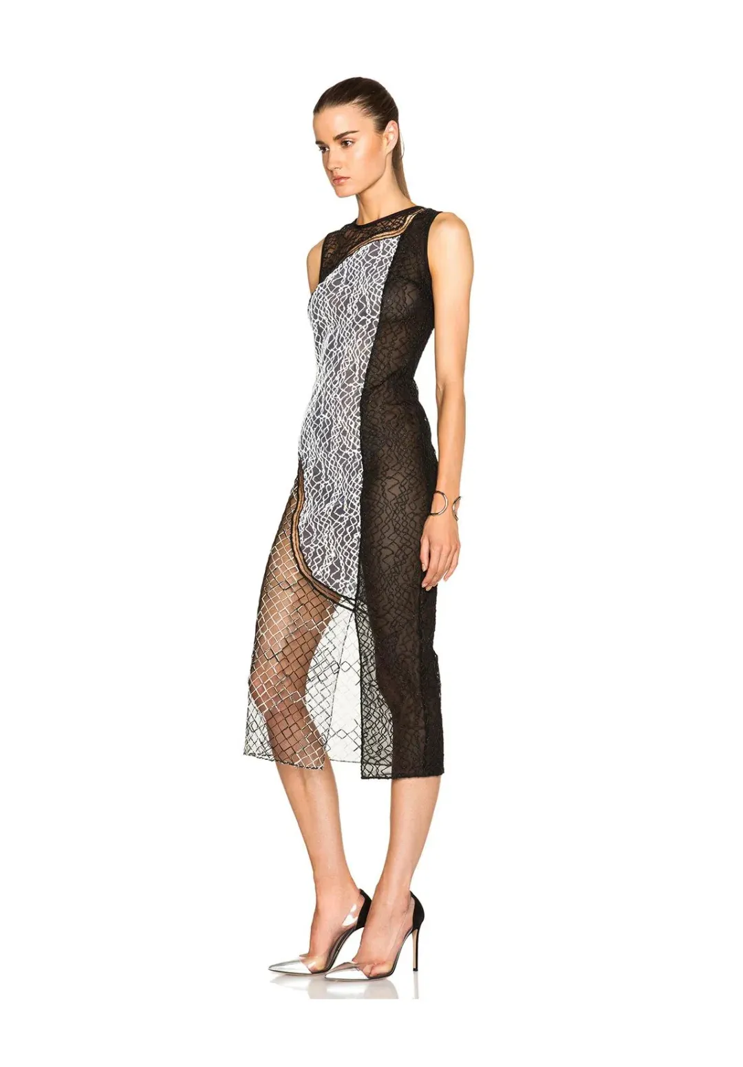 Jonathan Simkhai Wire Lace Curve Dress Black Combo Size 8 for rent on The Volte - main image
