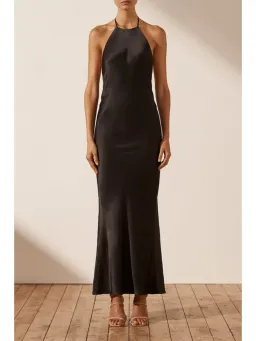 Shona Joy La Lune Low Back Halter Neck Midi Dress Black Size AU 10 for rent on The Volte - image 1