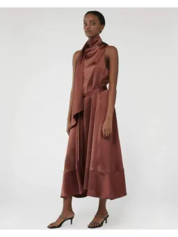 Camilla and Marc Cannes Satin Dress In Cinnamon Size AU 12 for rent on The Volte - image 1