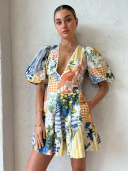 By Nicola Wavy Mini Dress Lemon Patchwork Multi Size AU 10 for rent on The Volte - image 2